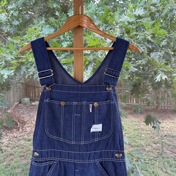 Sears Tradewear Women's Vintage Dark Wash Denim Overalls Size S/M - Picture 3 of 9
